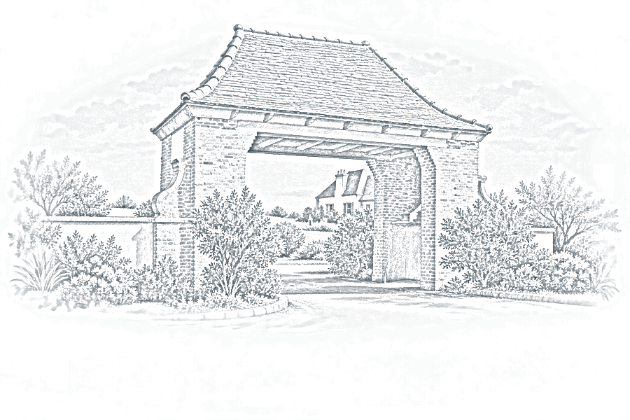 Pencil drawing of the St. Malo gatehouse